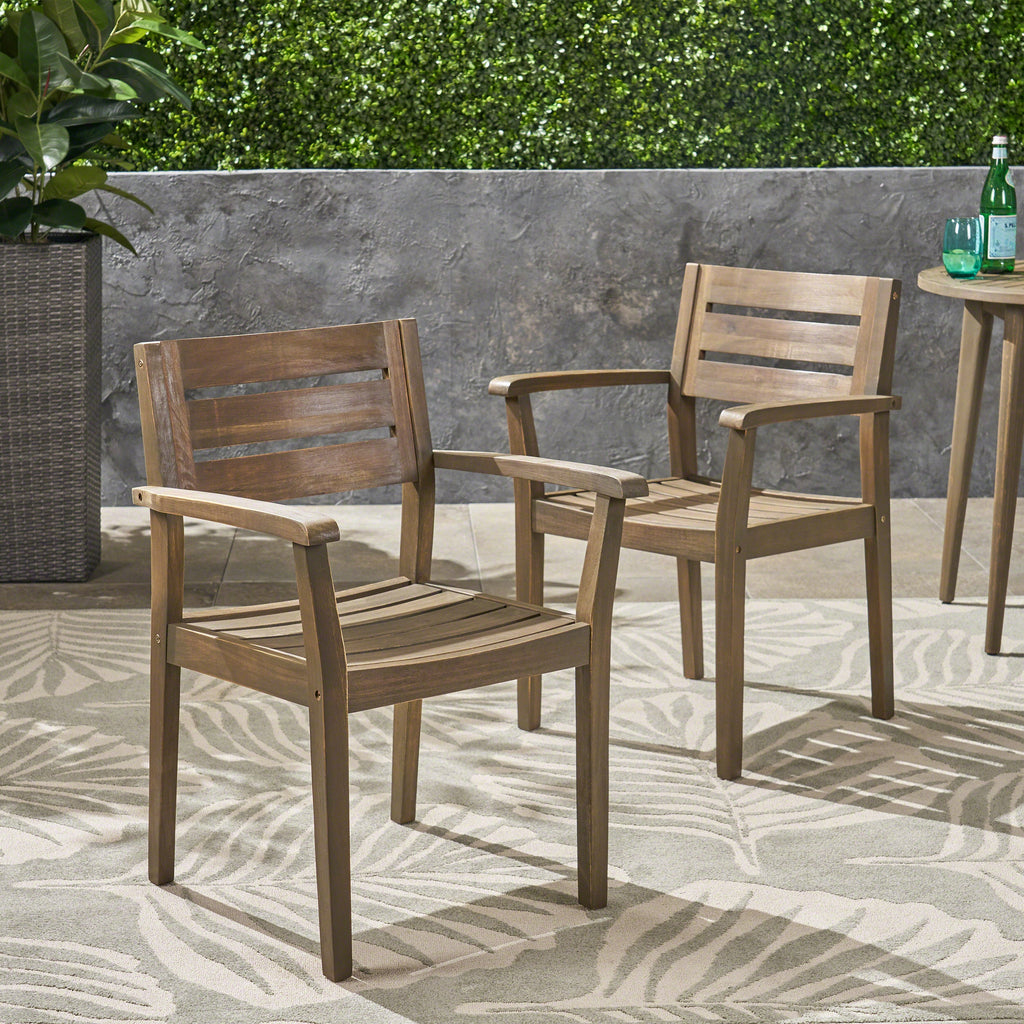 Stamford Outdoor Acacia Wood Dining Chairs, Set of 2