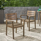 Stamford Outdoor Acacia Wood Dining Chairs, Set of 2