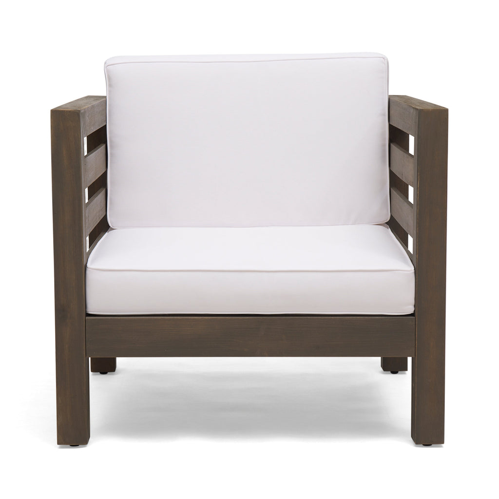 Oana Outdoor Acacia Wood Club Chair with Cushion