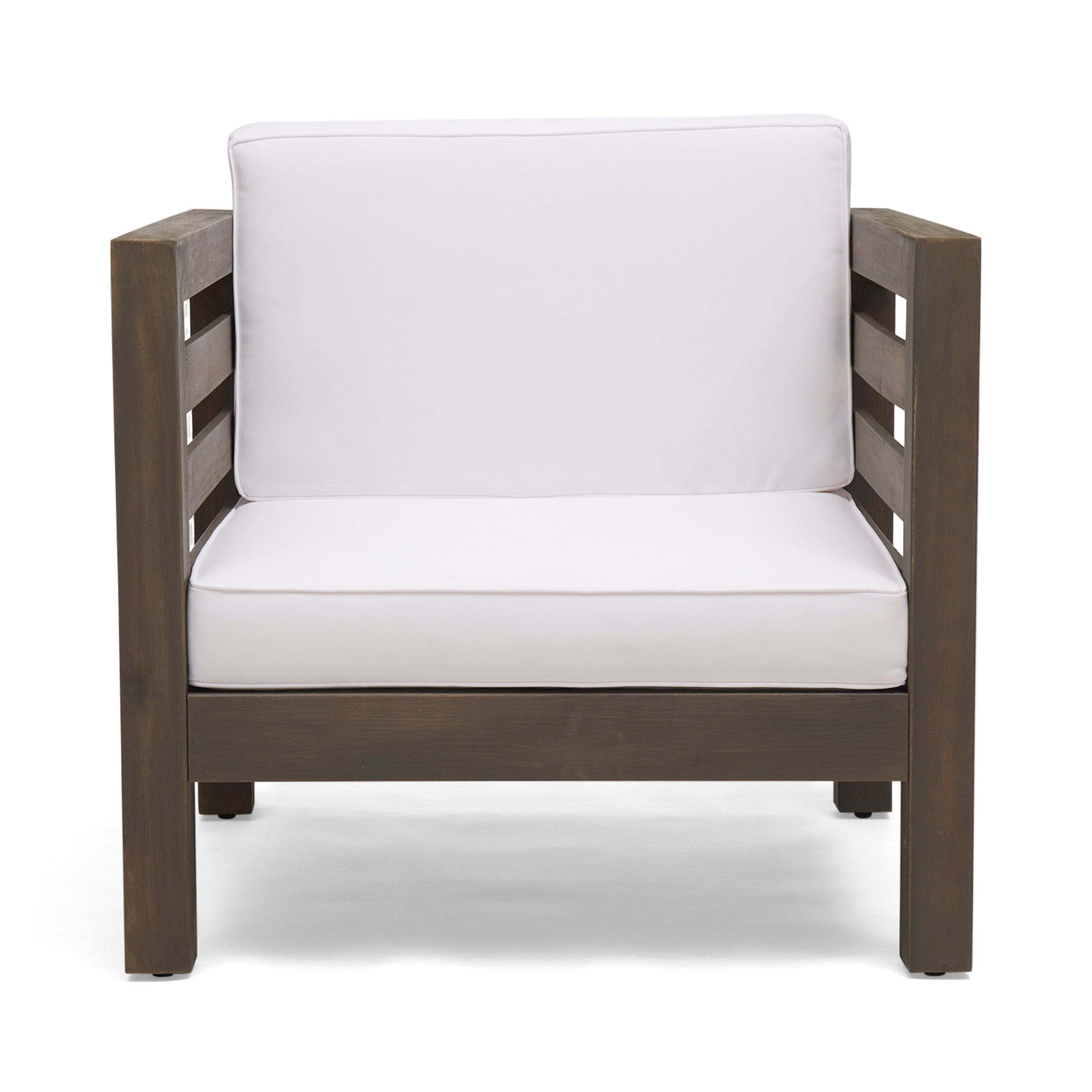 Oana Outdoor Acacia Wood Club Chair with Cushion