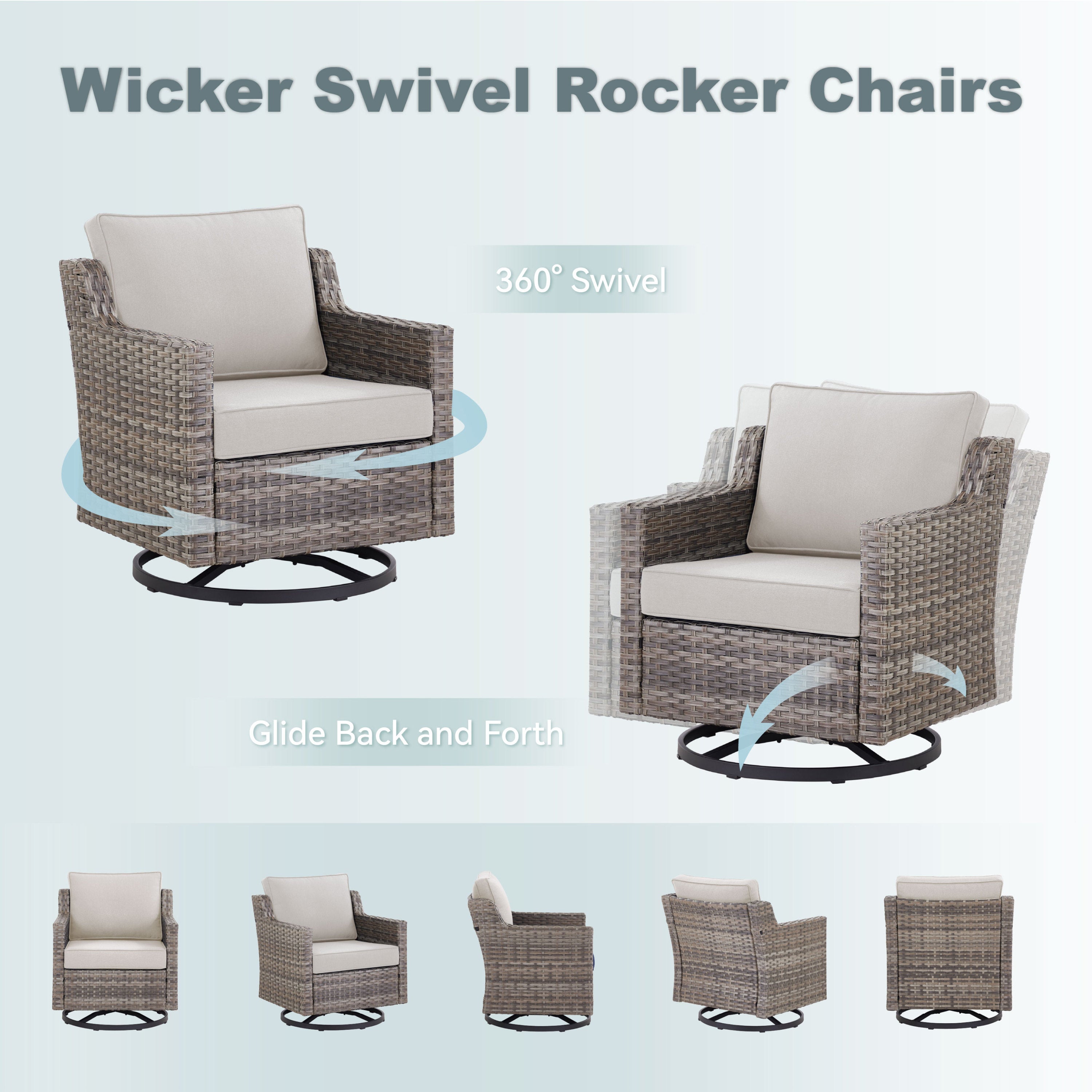 Tatum Outdoor Swivel Rocking Chairs, Set of 2