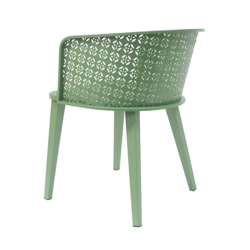 Rejoiced Outdoor Dining Chair with Geometric Lattice Design and Curved Back, Set of 2
