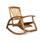 Outdoor Acacia Wood Rocking Chair with Retractable Foot Rest