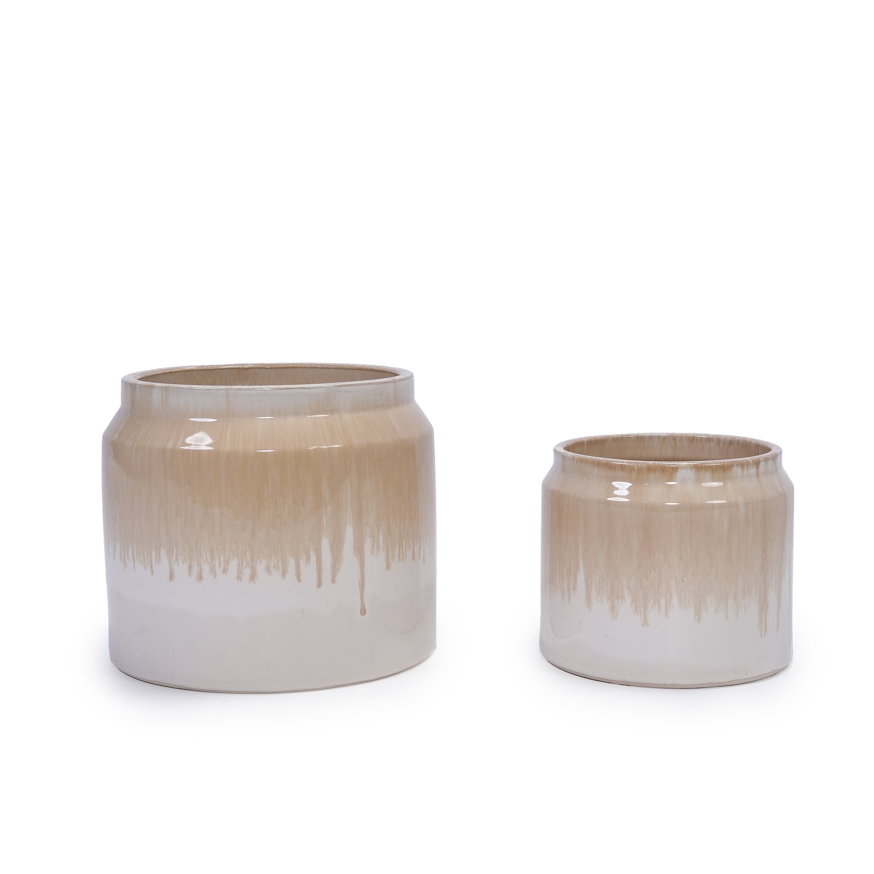 Rumi Beige Handmade Ceramic Planter, Set of 2