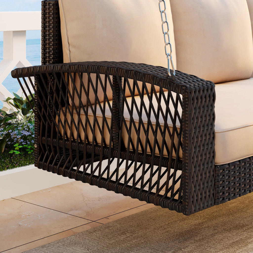3-Person Large Porch Swing with Cushions