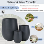 Egg Shaped Lightweight Outdoor Planter, Set of 3