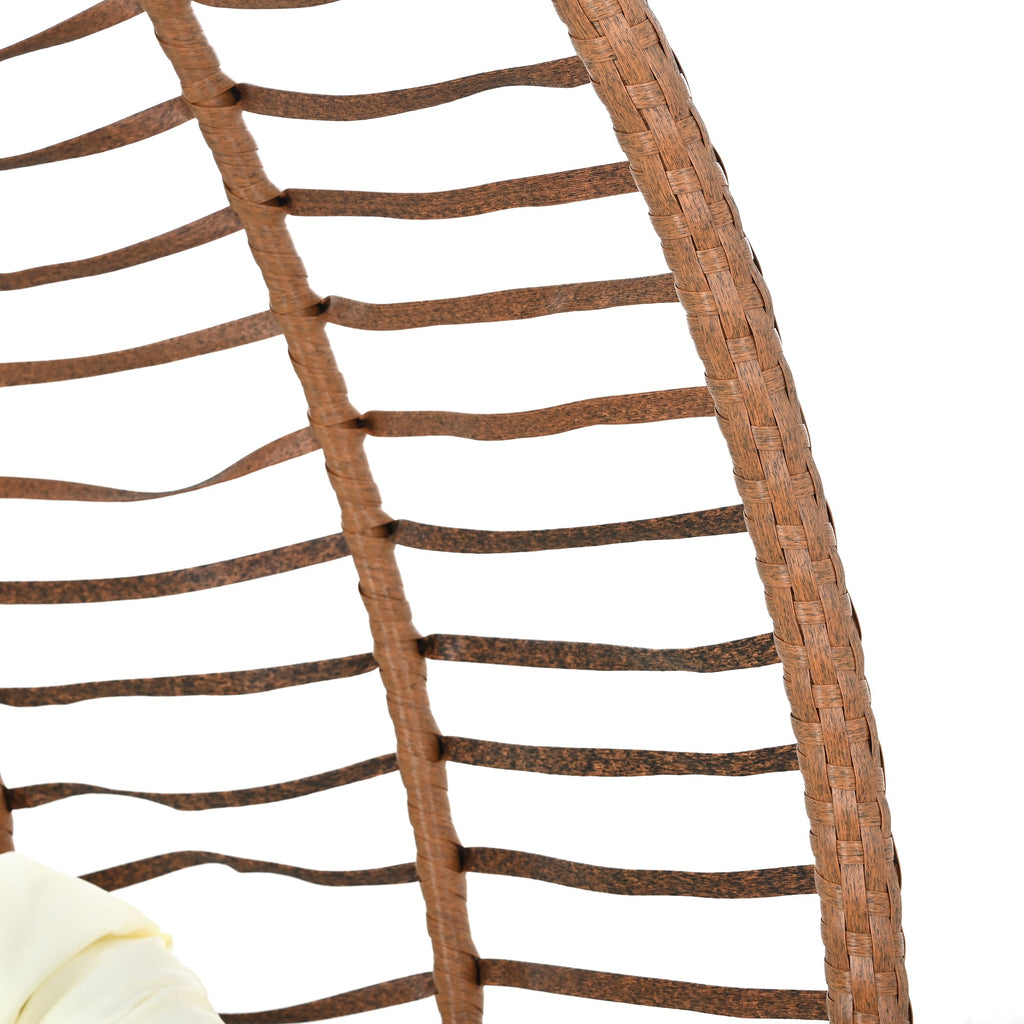 Folding Hanging Swinging Egg Chair with Stand & Tufted Cushion