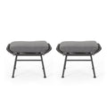 Cordella Outdoor Modern Boho Wicker Ottoman with Cushions, Set of 2