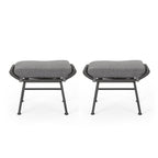 Cordella Outdoor Modern Boho Wicker Ottoman with Cushions, Set of 2