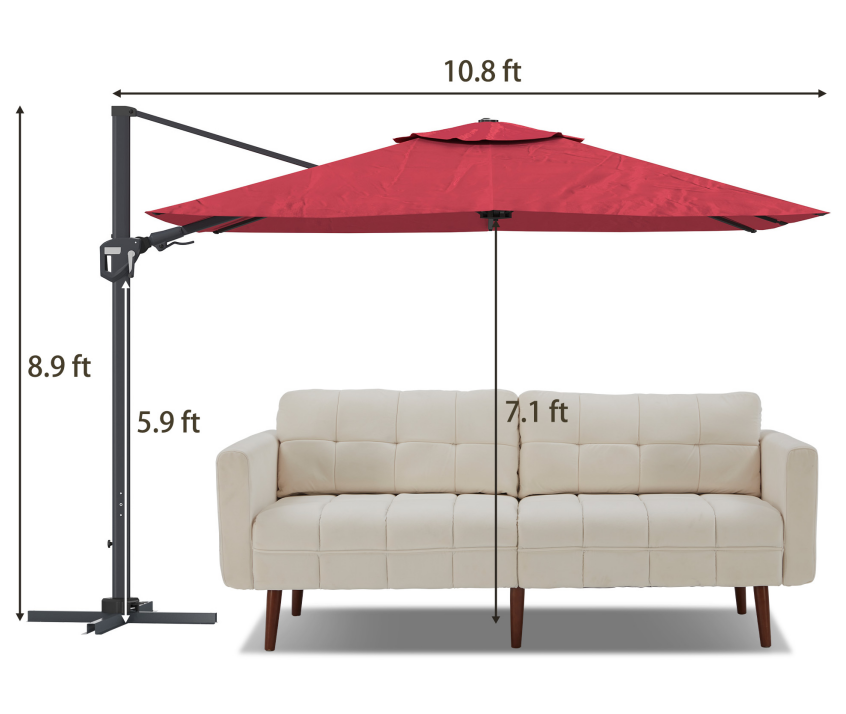11' Outdoor Square Double Top Patio Umbrella, Base Not Included
