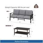 Marisol 2 Piece Outdoor Patio Set, 70" All-Weather Metal 3-Seat Sofa and Coffee Table