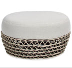 Willow Round Wicker & Upholstered Patio Ottoman