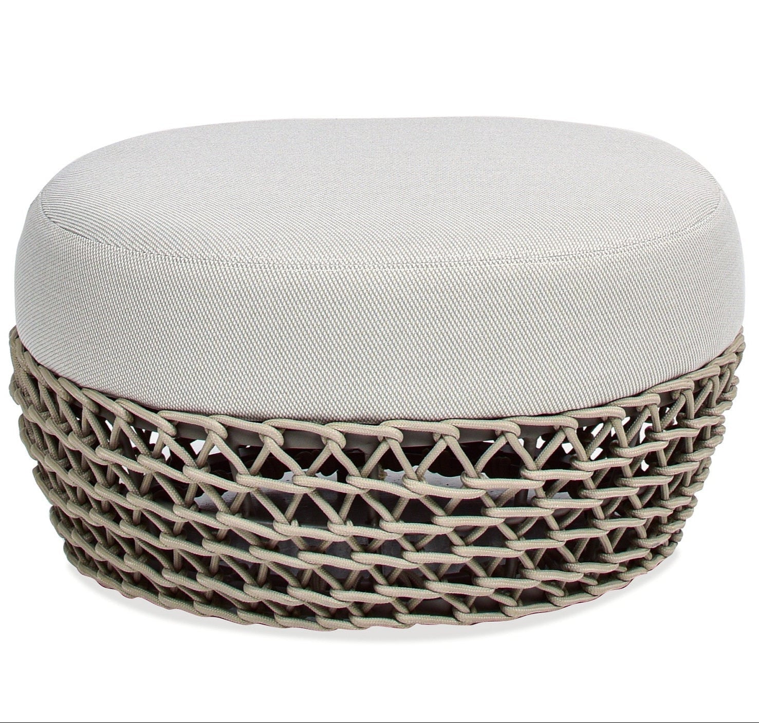 Willow Round Wicker & Upholstered Patio Ottoman