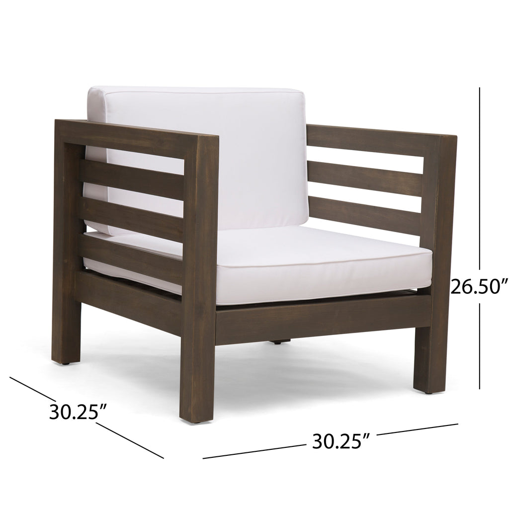 Oana Outdoor Acacia Wood Club Chair with Cushion