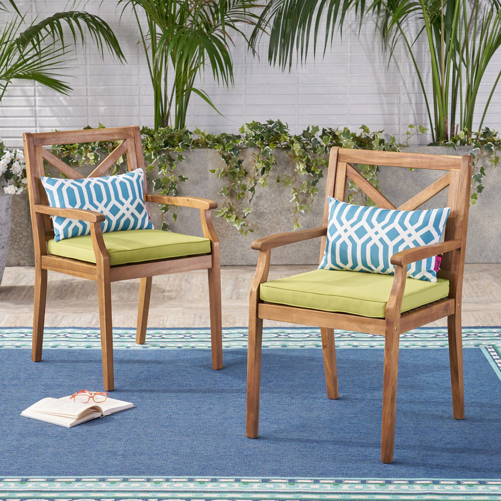Perla Outdoor Dining Chairs with Cushions, Set of 2