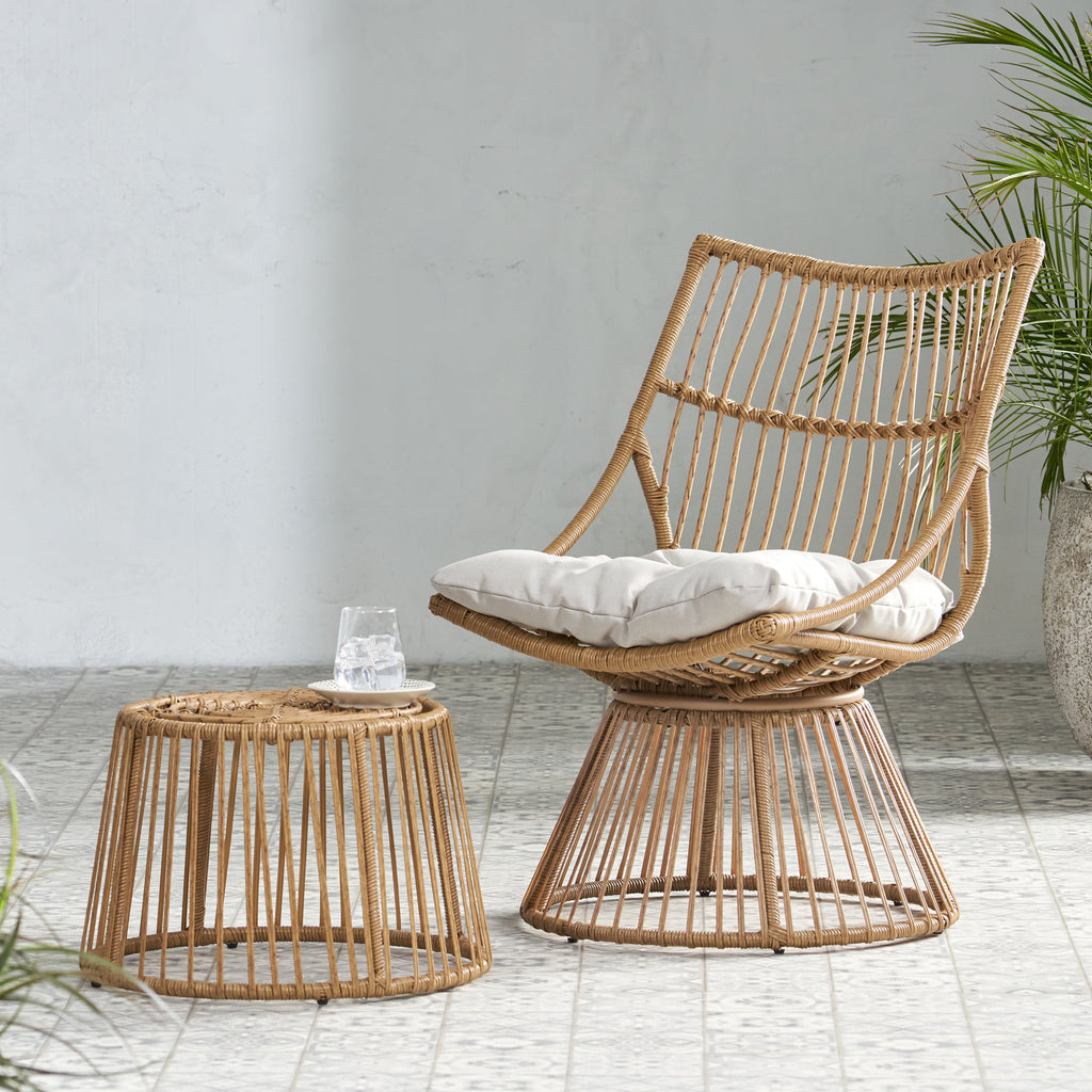 Enduring 2-Piece Rattan Patio Set with Club Chair and Side Table
