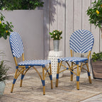 PE Rattan and Aluminum Bistro Chair with Round Back, Set of 2