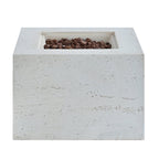 Outdoor Square Fire Pit with Steel Burner, Lava Rocks and Cover
