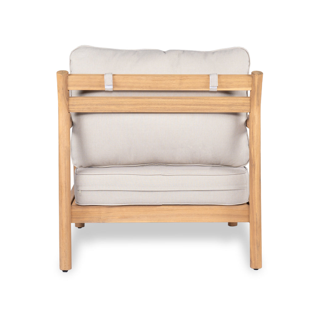 Indira Outdoor Acacia Wood Club Chair with Water-Resistant Cushion