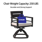 Outdoor Swivel Chair with Seat Cushion and Curved Backrest, Set of 2