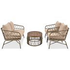 4-Piece Outdoor Sofa Set with Woven Wicker Design and Wood Table Top