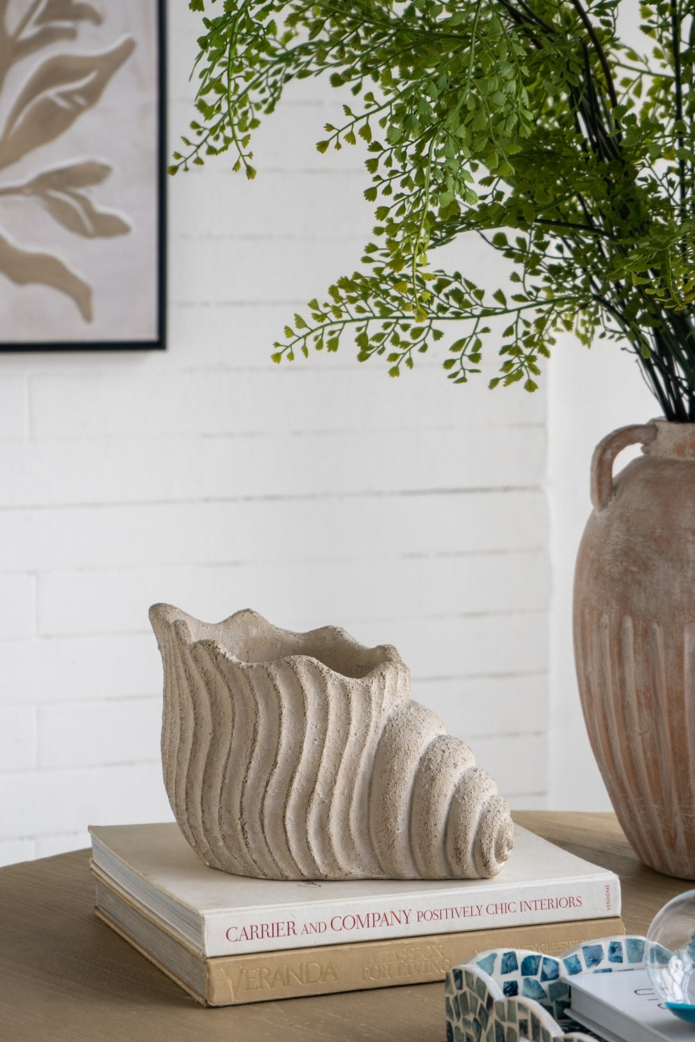 Conch Shell Planter with Textured Finish
