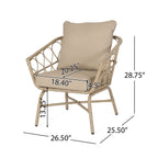 Zircon Outdoor Club Chair with Woven Wicker Weave Design and Back Cushion, Set of 2