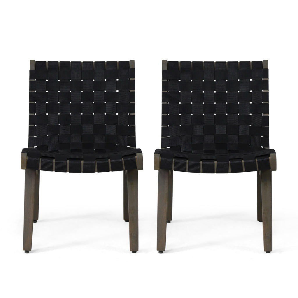 Delights Outdoor Lounge Chair with Rope Weave Design and Wood Frame, Set of 2