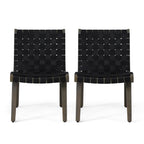 Delights Outdoor Lounge Chair with Rope Weave Design and Wood Frame, Set of 2