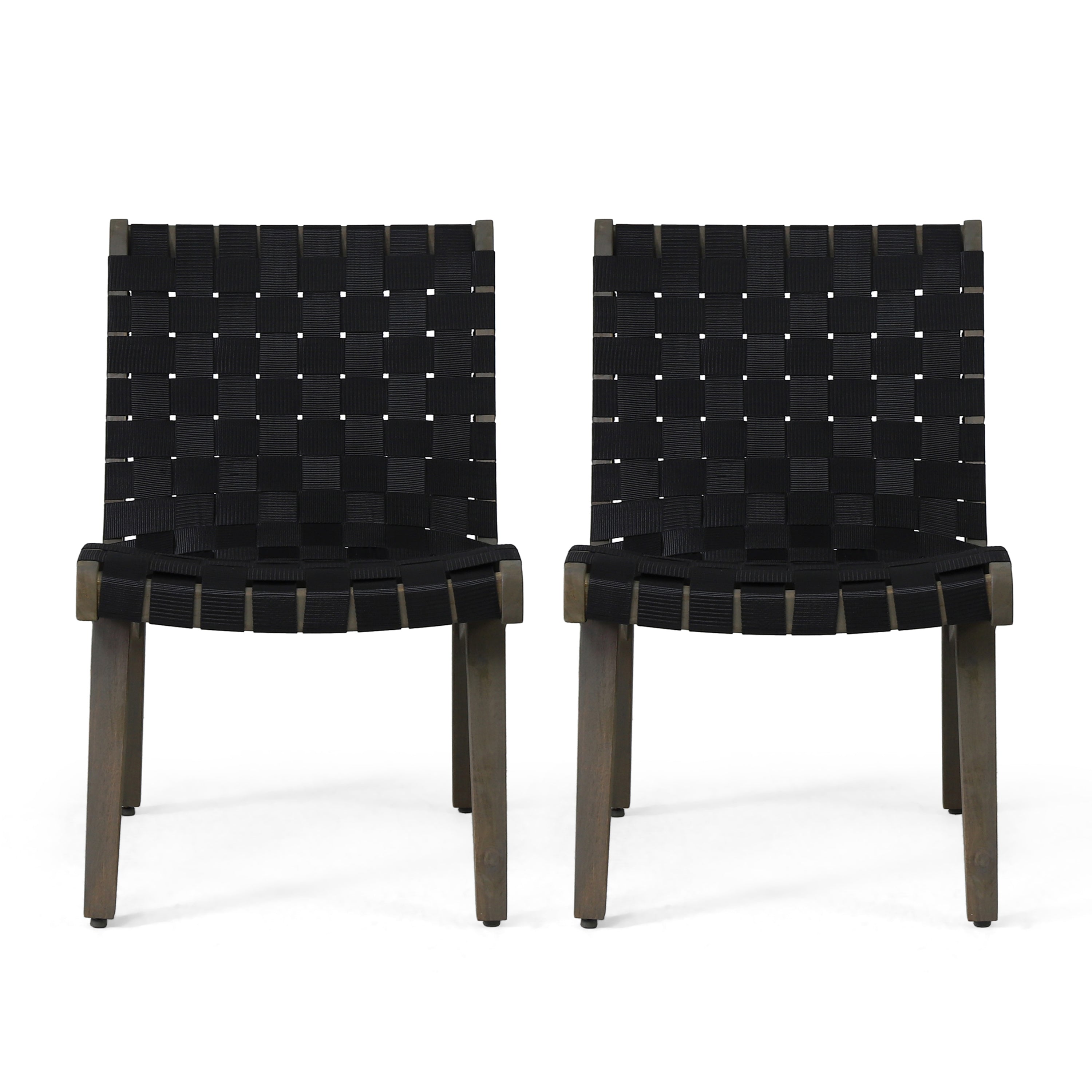 Delights Outdoor Lounge Chair with Rope Weave Design and Wood Frame, Set of 2