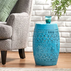 Ruby Outdoor Metal Lace Cutout Accent Table