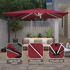 11' Square Cantilever Patio Umbrella with LED Light, Base Not Included