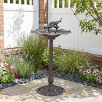 Ruffle Outdoor Aluminum and Iron Bird Bath