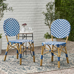 PE Rattan and Aluminum Bistro Chair with Round Back, Set of 2
