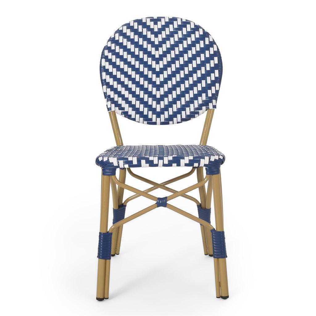 PE Rattan and Aluminum Bistro Chair with Round Back, Set of 2