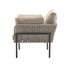 Brisa Outdoor Modern Iron Lounge Chair with Rope Weave