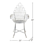 Distressed Silver Finish Iron French Country Garden Chair