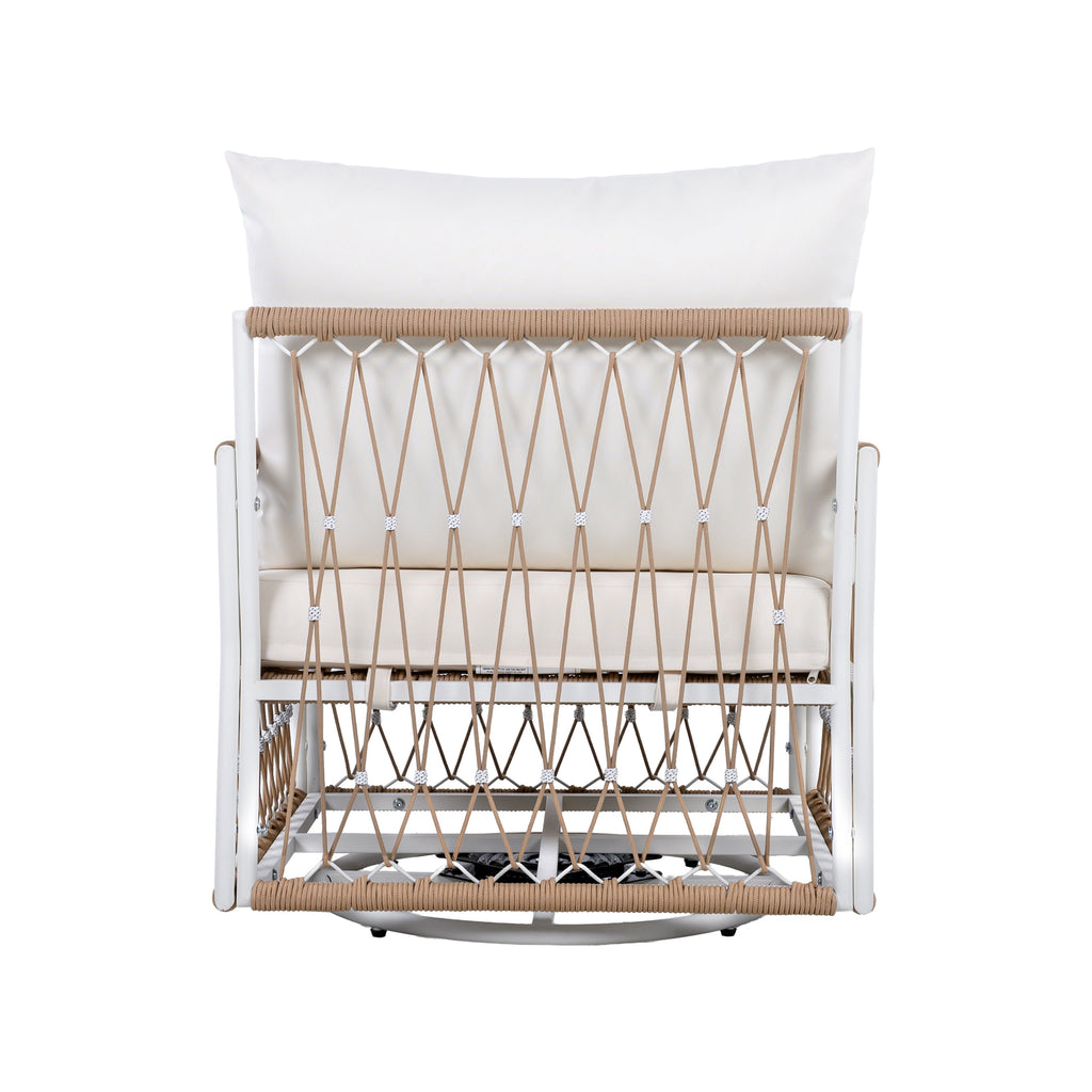 Caspian Outdoor Handwoven Rope Accent Swivel Chairs, Set of 2