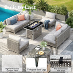 7-Piece Outdoor Wicker Sectional Sofa with Water Resistant Cushions and Coffee Table