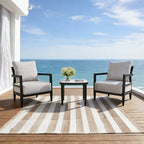 Mariner 3 Piece Outdoor Aluminum Club Chair Chat Set with Sunbrella Cushions
