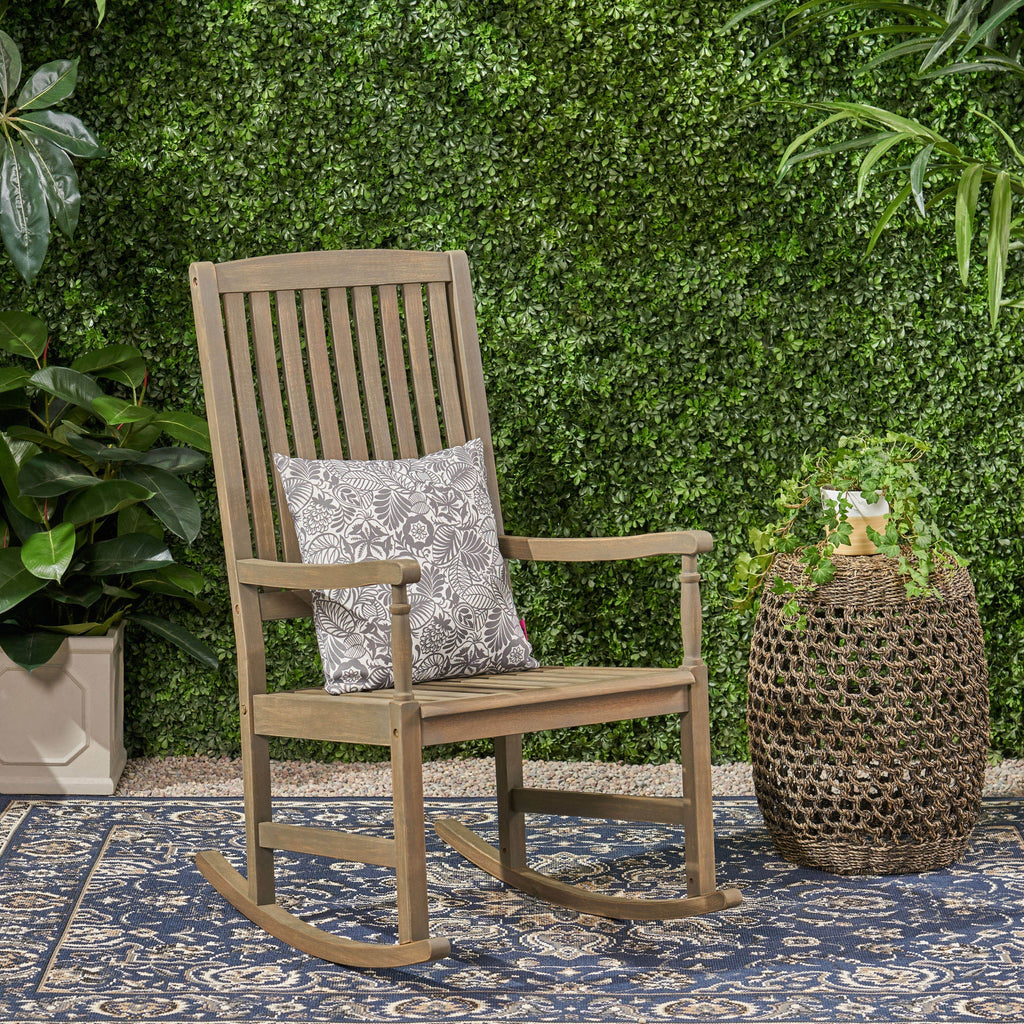 Muse Outdoor Acacia Rocking Chair with Slat Design