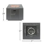 33" Outdoor Iron Square Propane Fire Pit, Tank Inside, 50,000 BTU