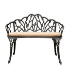 Tulip Cast Aluminum Garden Bench with cushion