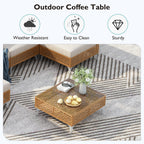 7-Piece Outdoor Wicker Sectional Sofa with Water Resistant Cushions and Coffee Table
