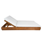 Adjustable Acacia Wood Low-Profile Double Sunlounge with Cushion