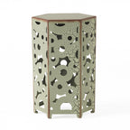 Wistfulness Outdoor Accent Table with Crackle Pattern and Iron Frame, Set of 2