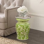 Cherry Blossom 17.75" Ceramic Garden Stool