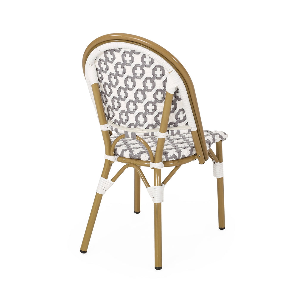 PE Rattan French Bistro Chair with Aluminum Frame, Set of 2