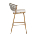 Outdoor Metal Frame Stools with Scallop-Shaped Backrest & Water-Resistant Cushions, Set of 2