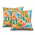 Bright Coral Pink 18x18 Waterproof & Fade-Resistant Outdoor Throw Pillows, Set of 2